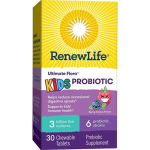 RENEWLIFE ULTIMATE FLORA KIDS PROBIOTIC BERRY-LICIOUS 3 Billion CFU, 30 Chewable Tablets