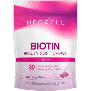 NEOCELL BIOTIN BEAUTY SOFT CHEWS, Acai Berry Flavor 30 Count, 1 Bag