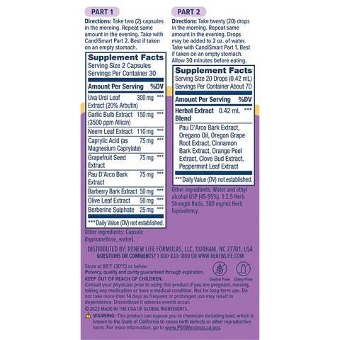 renewlife candismart cleanse intestinal yeast balance & urinary tract health renewlife candismart cleanse intestinal yeast balance & urinary tract health
